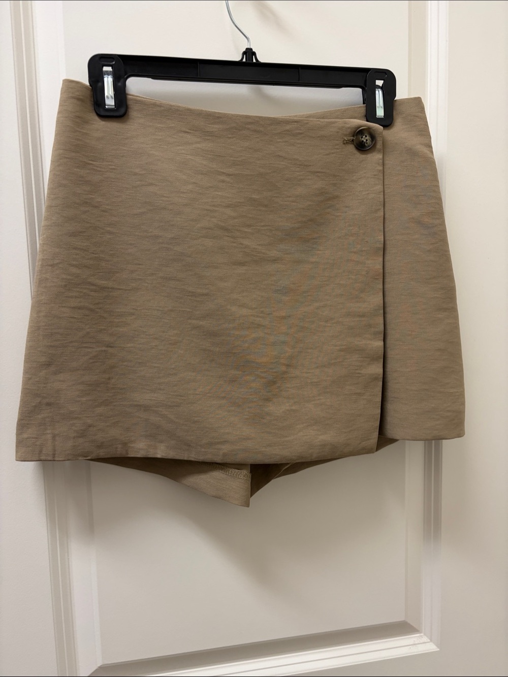 H&M Edition Tan Faux-Wrap Skort with Button Detail